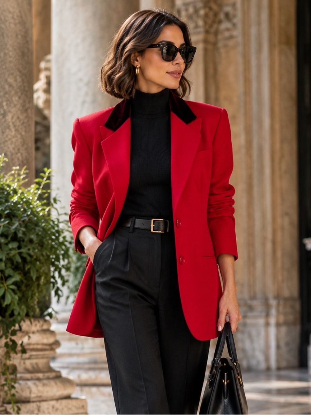 VINTAGE GIORGIO SANT'ANGELO Red Wool Equestrian Style Blazer, 12